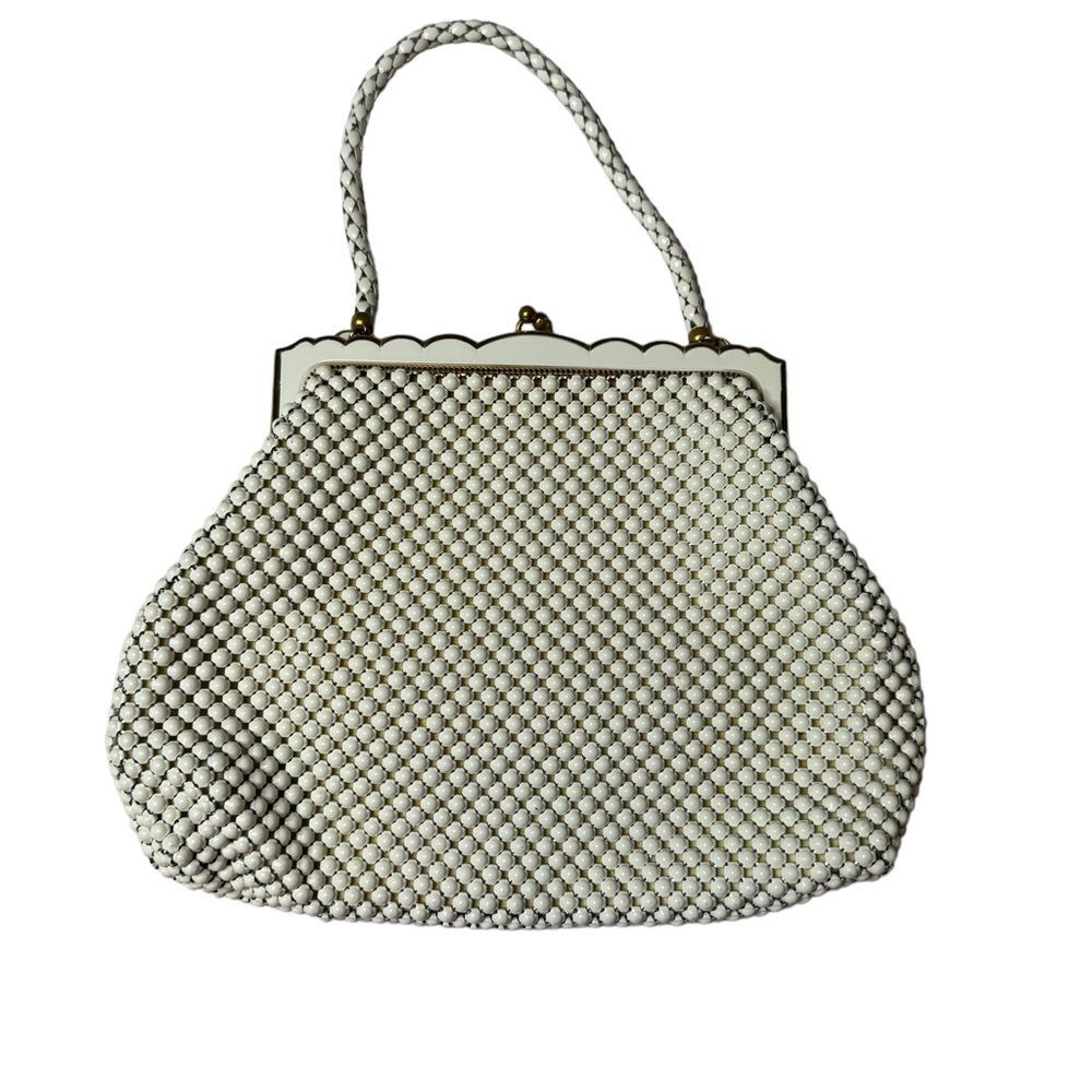 Whiting & Davis vintage white gold mesh handbag purse